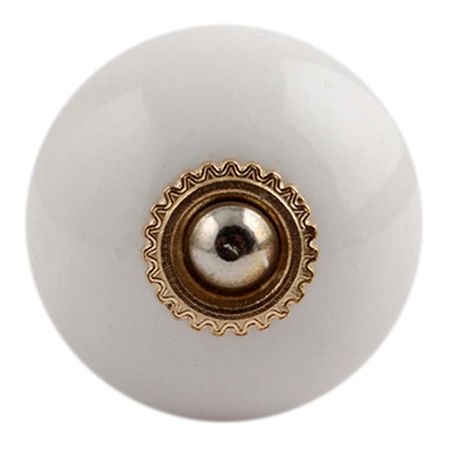 White Golden Fitting Ceramic Cabinet Knob